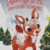 Rudolph The Red Nosed Reindeer In Snow Diamond Painting