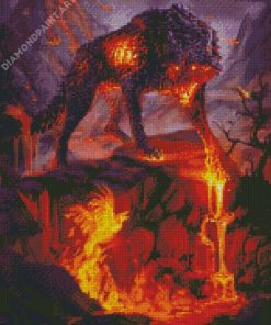Scary Fire Wolf Diamond Painting