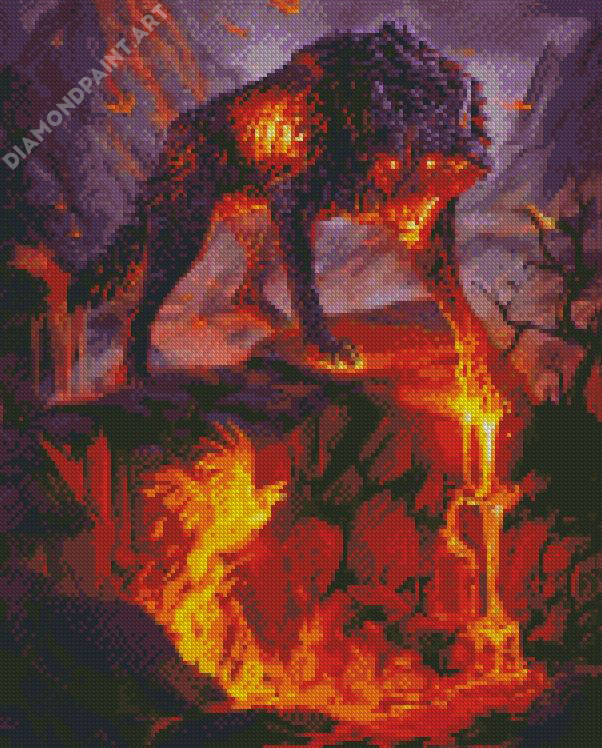 Scary Fire Wolf Diamond Painting