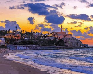 Tel Aviv Palestine Sunset Seascape Diamond Painting