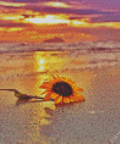 Beach Sunflower Seascape Diamond Painting