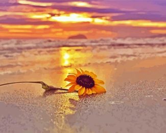 Beach Sunflower Seascape Diamond Painting