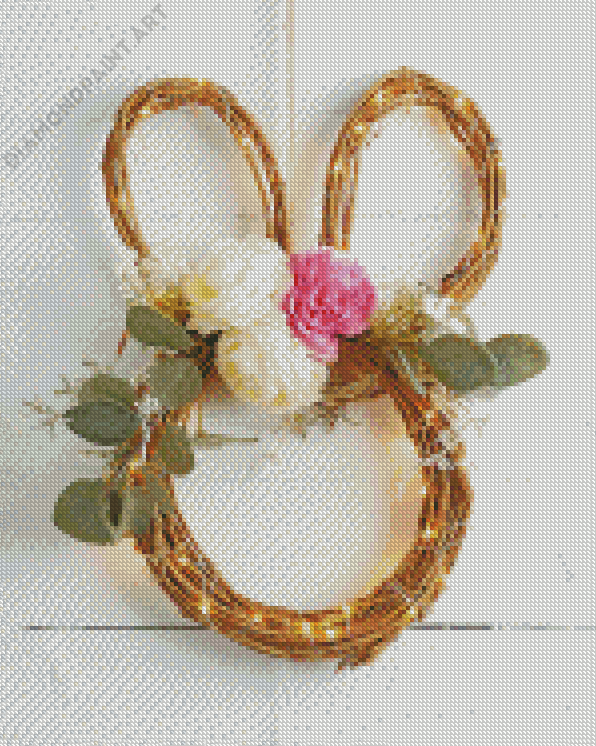 Bunny Easter Wreath Flower Diamond Painting
