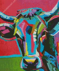 Colourful Cow Abstract Diamond Painting