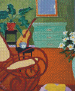 Interior With Daisies And Rocking Chair Art Diamond Painting