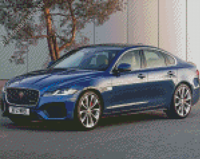Jaguar Xf Blue Car Diamond Painting