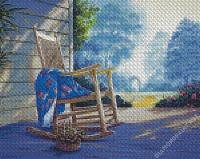 Rocking Chair And Flowers Basket Diamond Painting