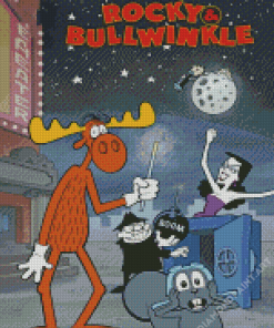 Rocky And Bullwinkle J Moose Poster Diamond Painting