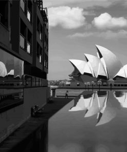 Sydney Black And White Water Reflection Diamond Painting