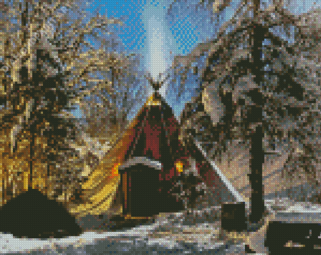 Teepee In Forest Diamond Painting
