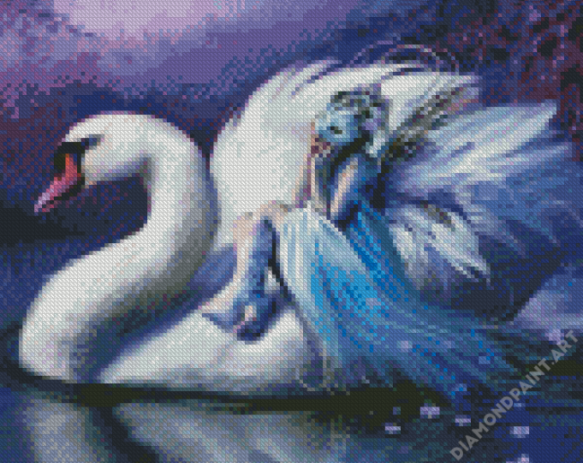 Woman And Swan Diamond Painting