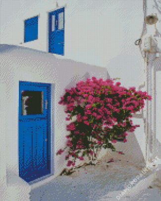 Aesthetic Blue Greek Door Diamond Painting