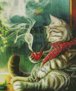 Aesthetic Smoking Cat Diamond Painting