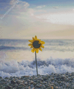 Beach Sunflower Wave Seaside Diamond Painting