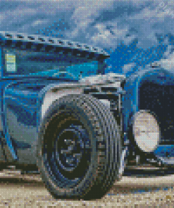 Blue Ford Ratrod Car Diamond Painting