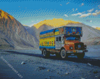 Colorful Truck In Desert Diamond Painting