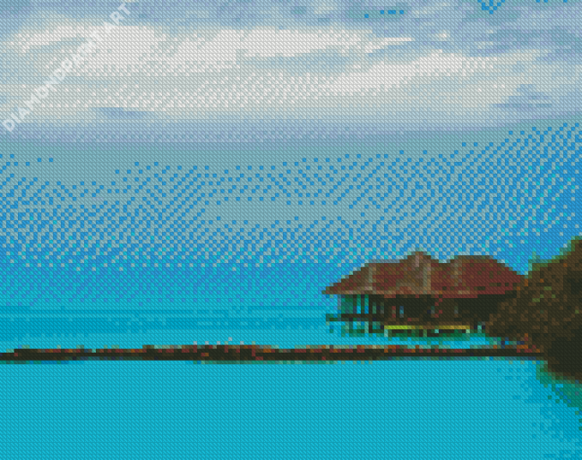 Cottage By The Blue Sea Diamond Painting