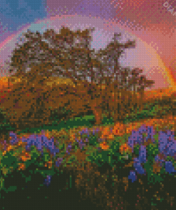 Flowering Rainbow Landscape Diamond Painting