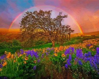 Flowering Rainbow Landscape Diamond Painting