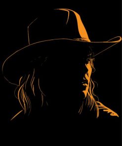 Girl With Cowboy Hat Silhouette Diamond Painting