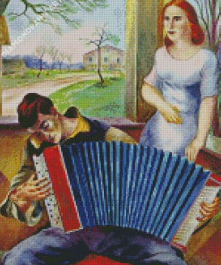 Man Playing Accordian To His Lover Diamond Painting