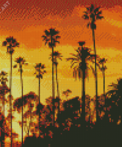 Palm Trees California Sunset Silhouette Diamond Painting