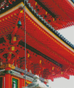 Red Japanese Architecture Diamond Painting