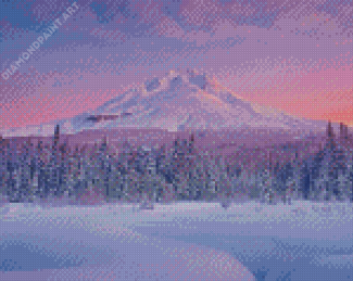 Snowy Oregon Mountains Landscape Diamond Painting