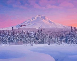 Snowy Oregon Mountains Landscape Diamond Painting
