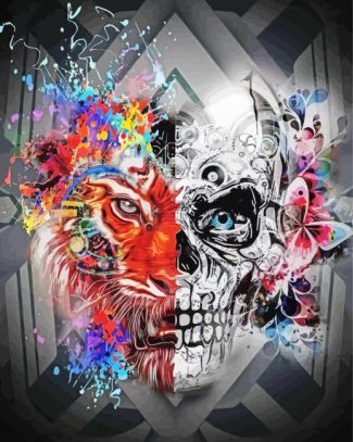 Aesthetic Tiger And Skull Diamond Painting