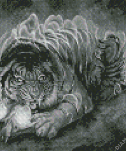 Black And White Tiger And Skull Art Diamond Painting