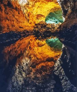 Canary Islands Cave Water Reflection Diamond Painting