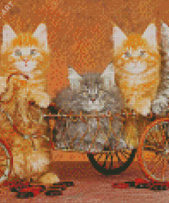 Cats On Bicycle Diamond Painting