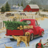 Christmas Red Truck And Barn Art Diamond Painting