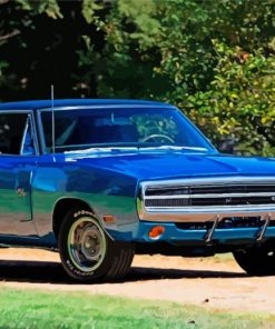 Classic Blue Dodge Charger 5D Diamond Painting