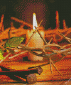 Crown Of Thorns With Candle Diamond Painting