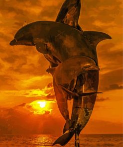 Dolphin Family At Sunset Diamond Painting