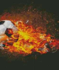 Football In Fire Diamond Painting