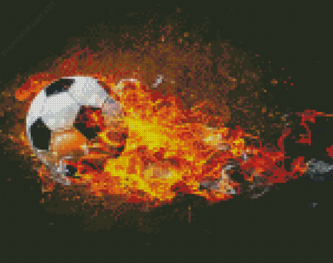 Football In Fire Diamond Painting