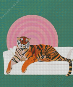 Illustration Tiger On Sofa Diamond Painting