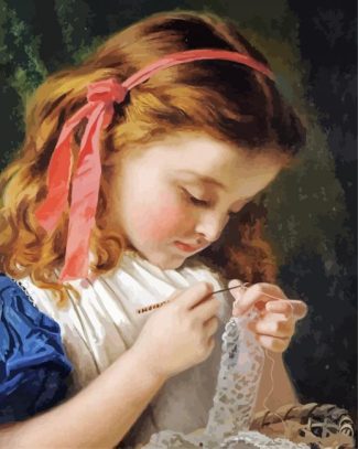 Little Girl Crocheting Diamond Painting