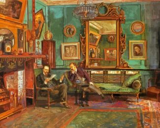 Men Sitiing In A Victorian Room Diamond Painting
