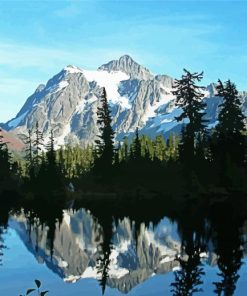 Mt Baker Lake Reflection Diamond Painting