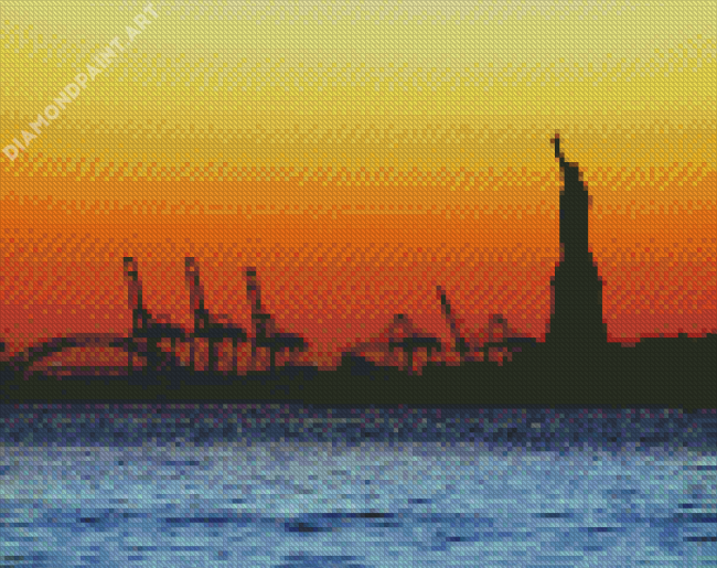 New York City Harbor Silhouette Diamond Painting
