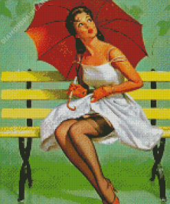 Pin Up Girl With Umbrella Diamond Painting