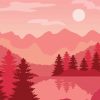 Pink Landscape Illustration Diamond painting