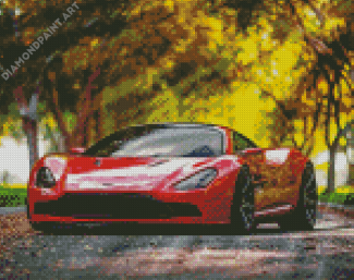 Red Aston Sport Car Diamond Painting