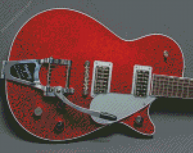 Red Gretch Guitar Diamond Painting
