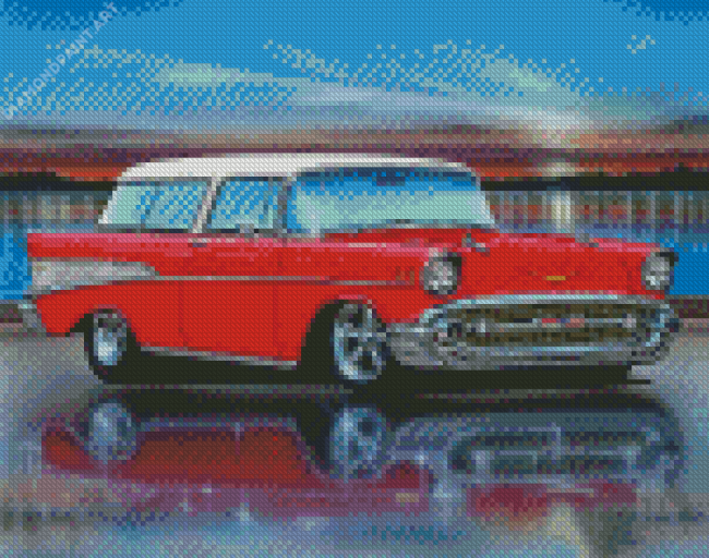Red And White 57 Chevy Art Diamond Painting