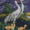 Sandhill Crane Family Art Diamond Painting
